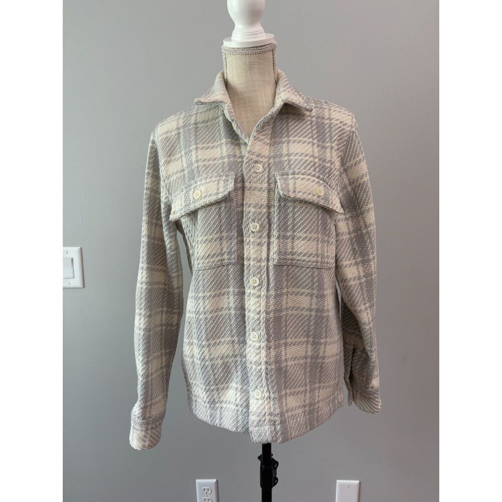 Hollister Womens XS Shacket Jacket Gray Plaid Boucle Weave Heavyweight Shirt